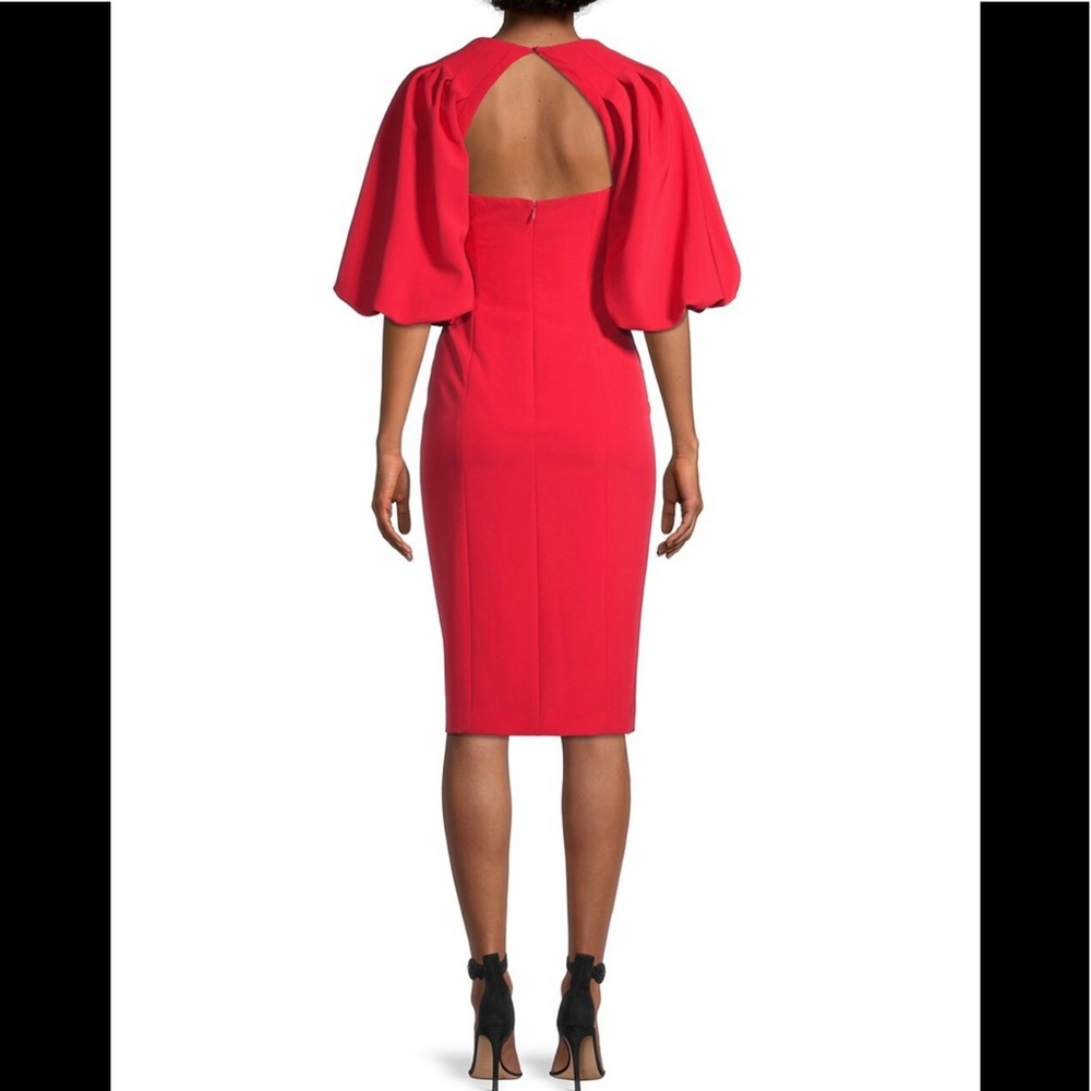 Cocktail hot red puff sleeve midi dress by Aidan Mattox, size8